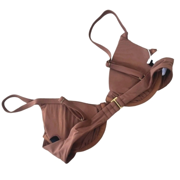 Andie Swim Sicily Bikini Top Espresso Brown Adj Straps Removable Cups Sz MED NWT - Picture 7 of 14